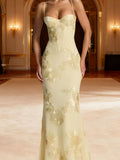 Tivora Embroidered Backless Gown