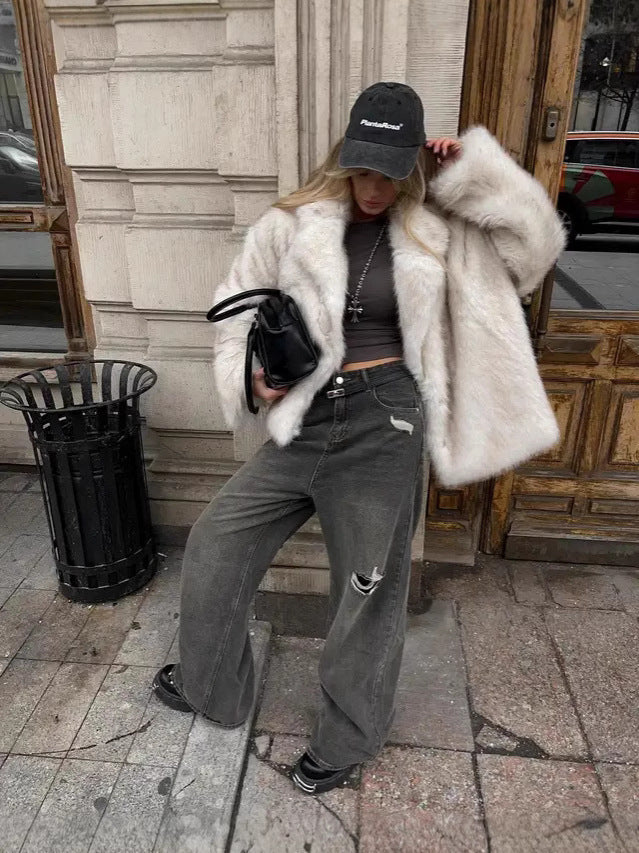 Valen Textured Fur Coat