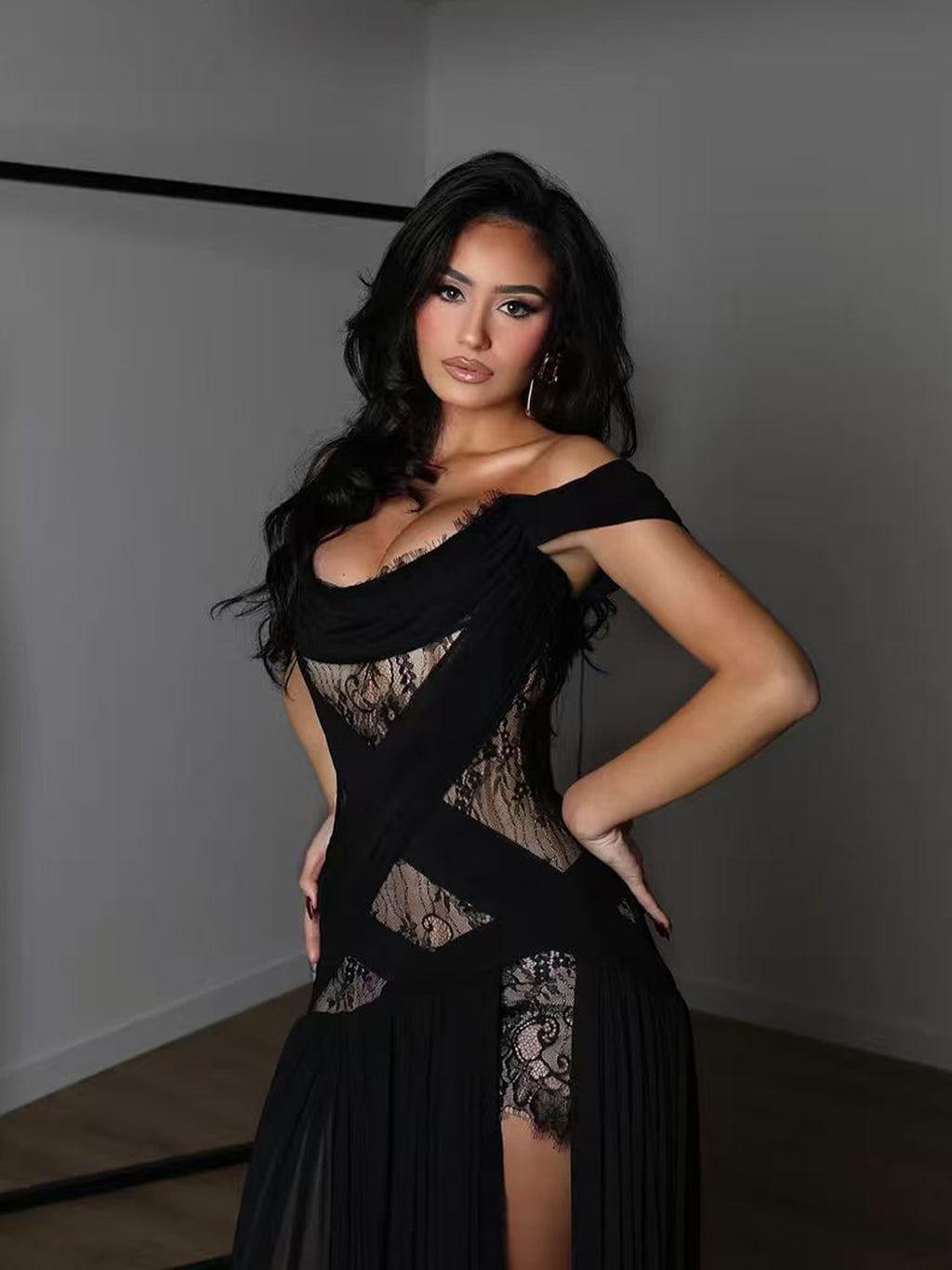 Esmira Sheer Slit Gown