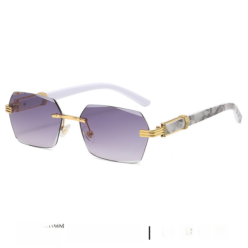Gradient Color Rimless Square Sunglasses
