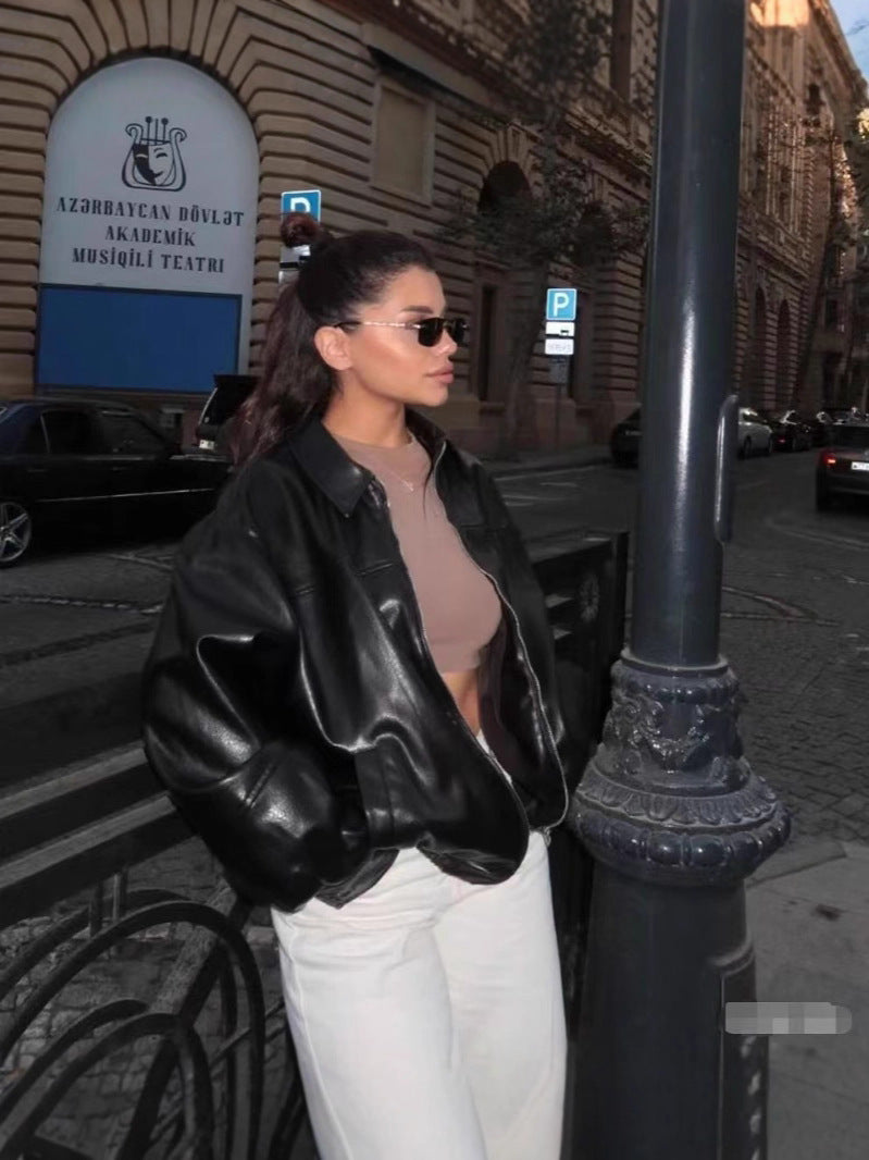 Evan Leather Bomber Jacket