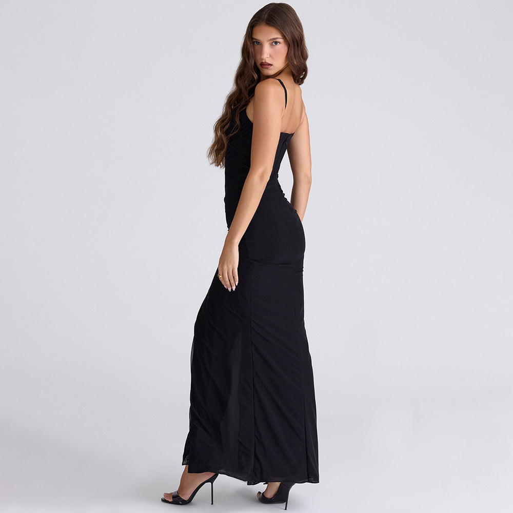 Velmora Pleated Slit Dress