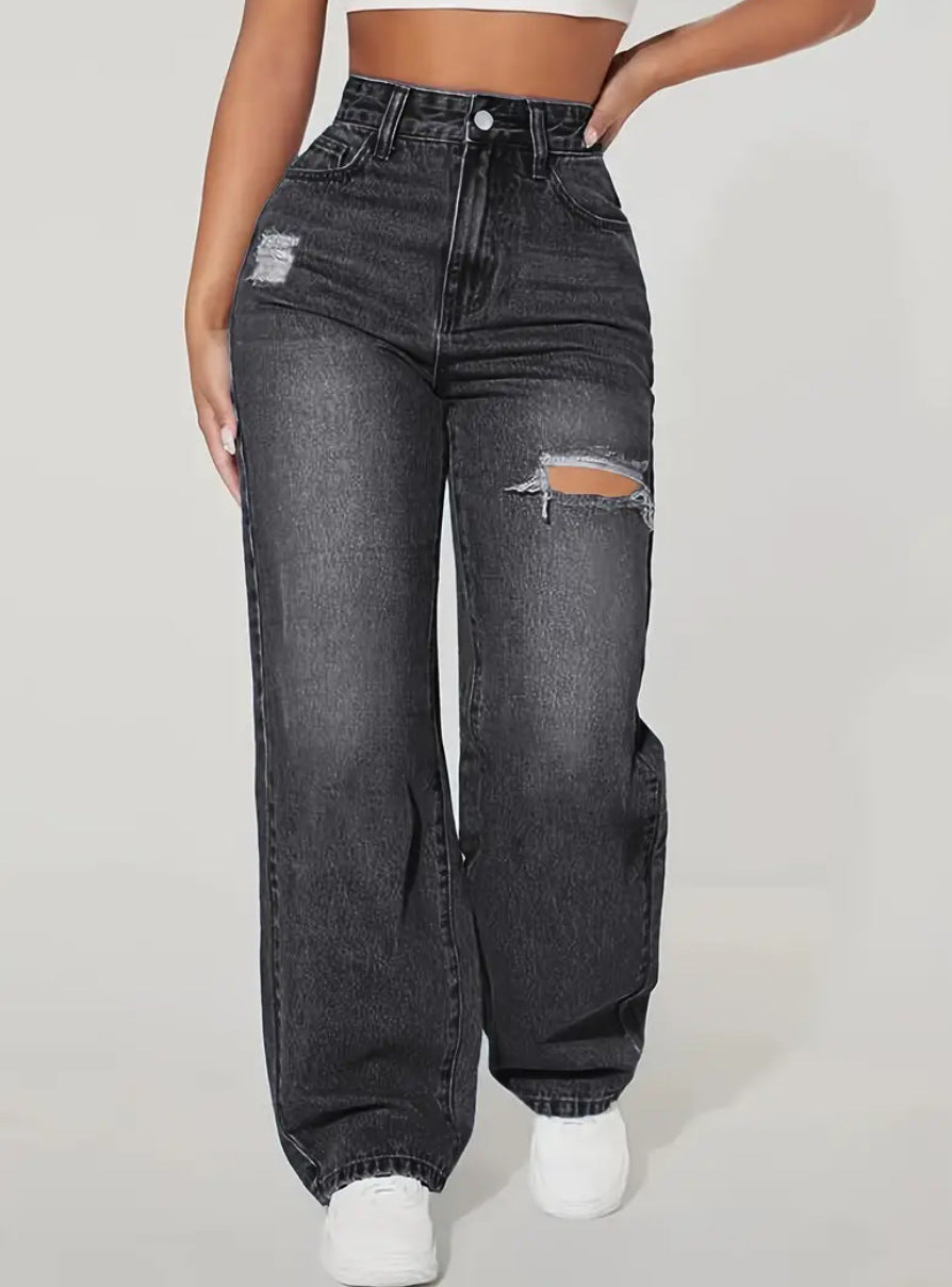 Kaelis Sand Wash Straight Denim