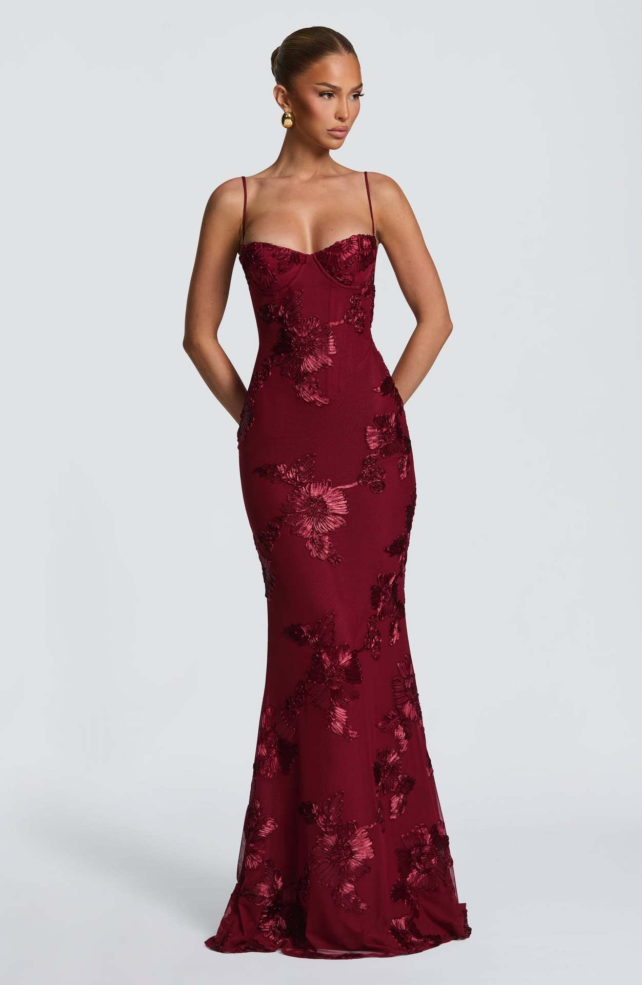 Tivora Embroidered Backless Gown