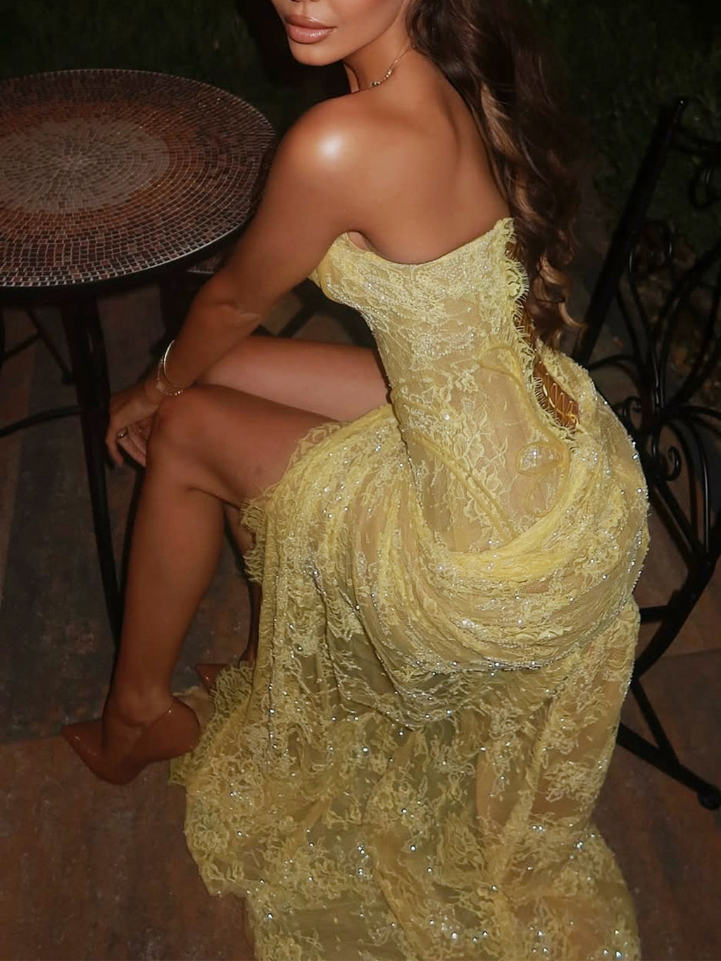 Saphielle Slit Chiffon Dress