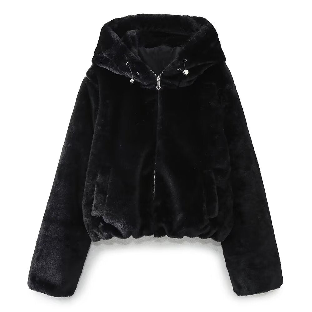 Arden Hooded Faux Fur Jacket
