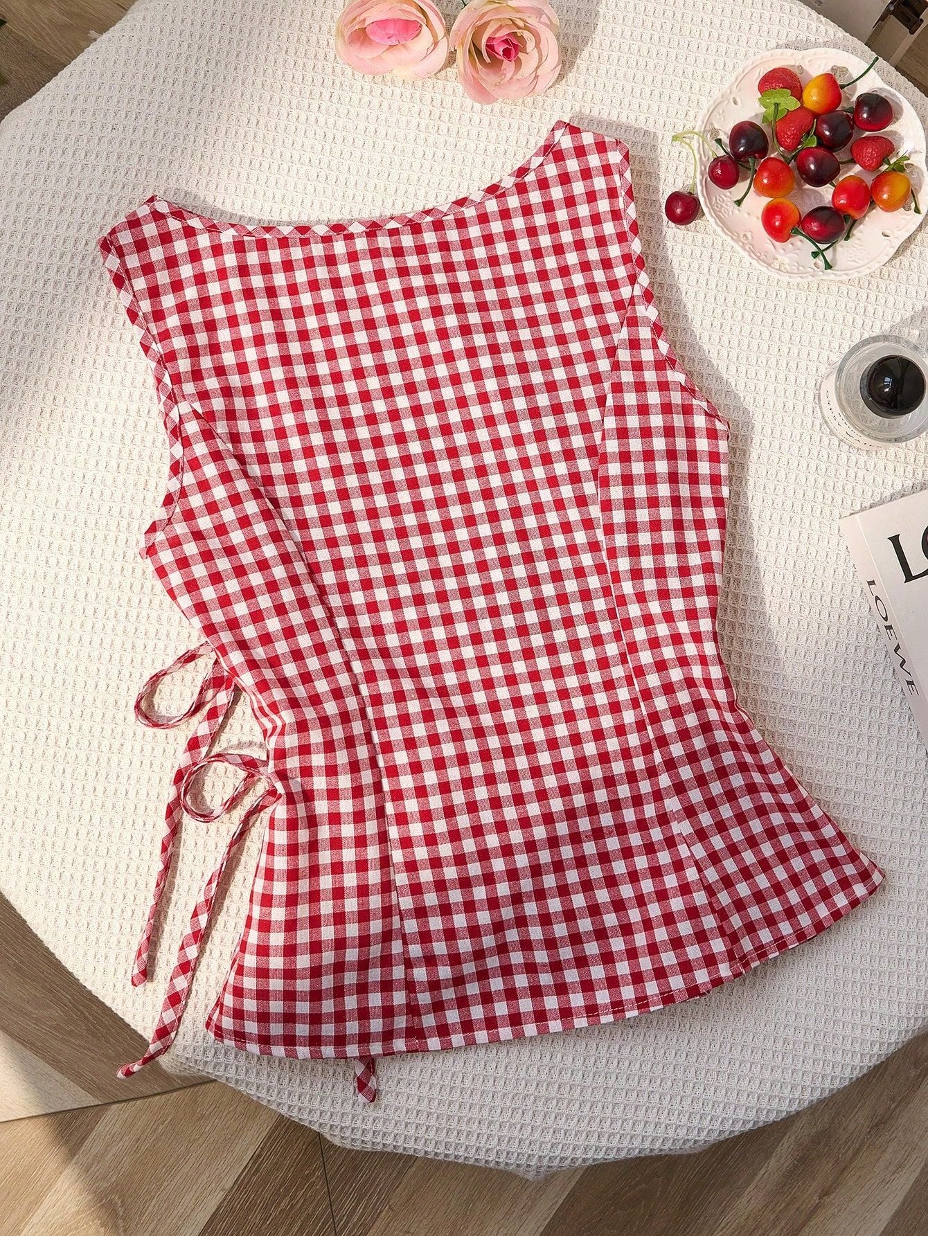 Clara Check Sleeveless Top