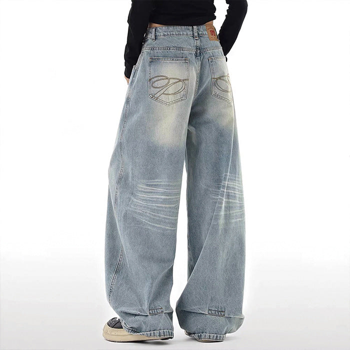 Elvian Embroidered Wide Denim