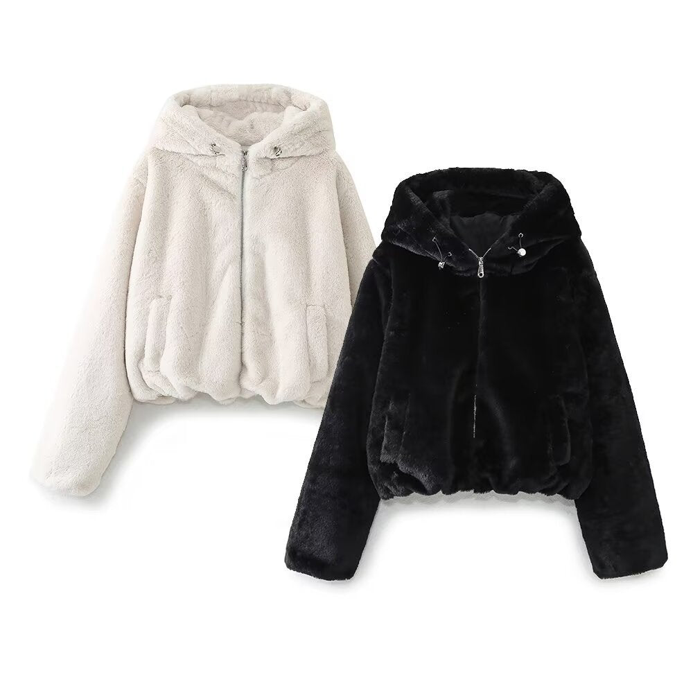 Arden Hooded Faux Fur Jacket