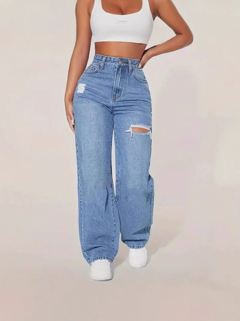 Kaelis Sand Wash Straight Denim
