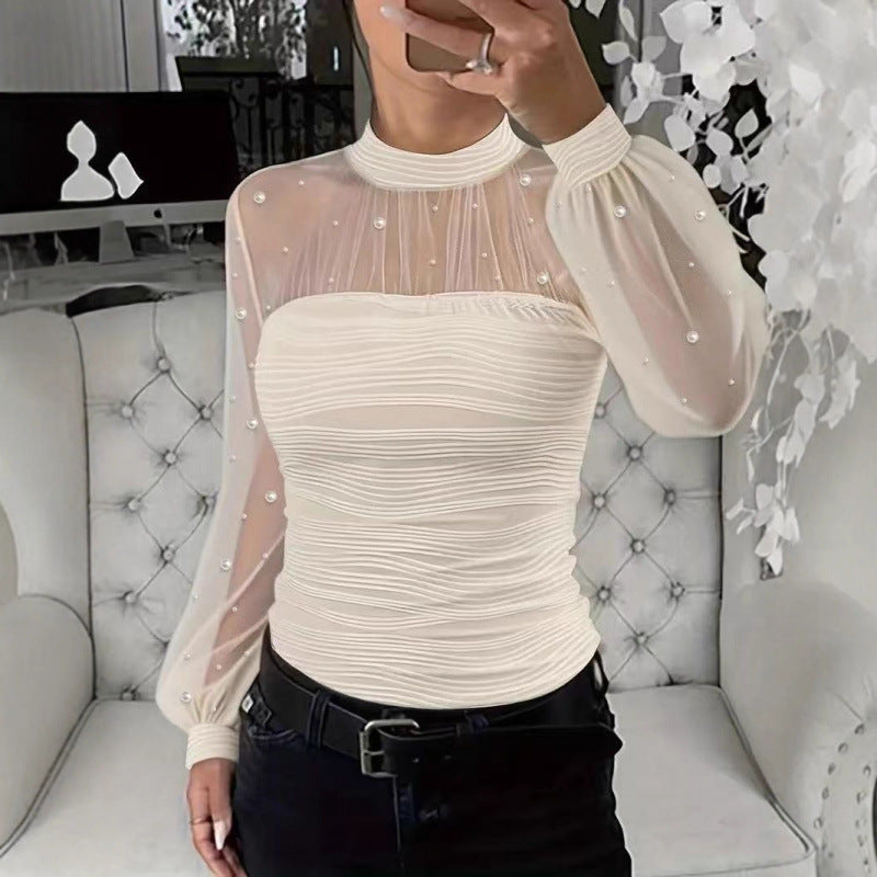 Celeste Pearl Mesh Blouse
