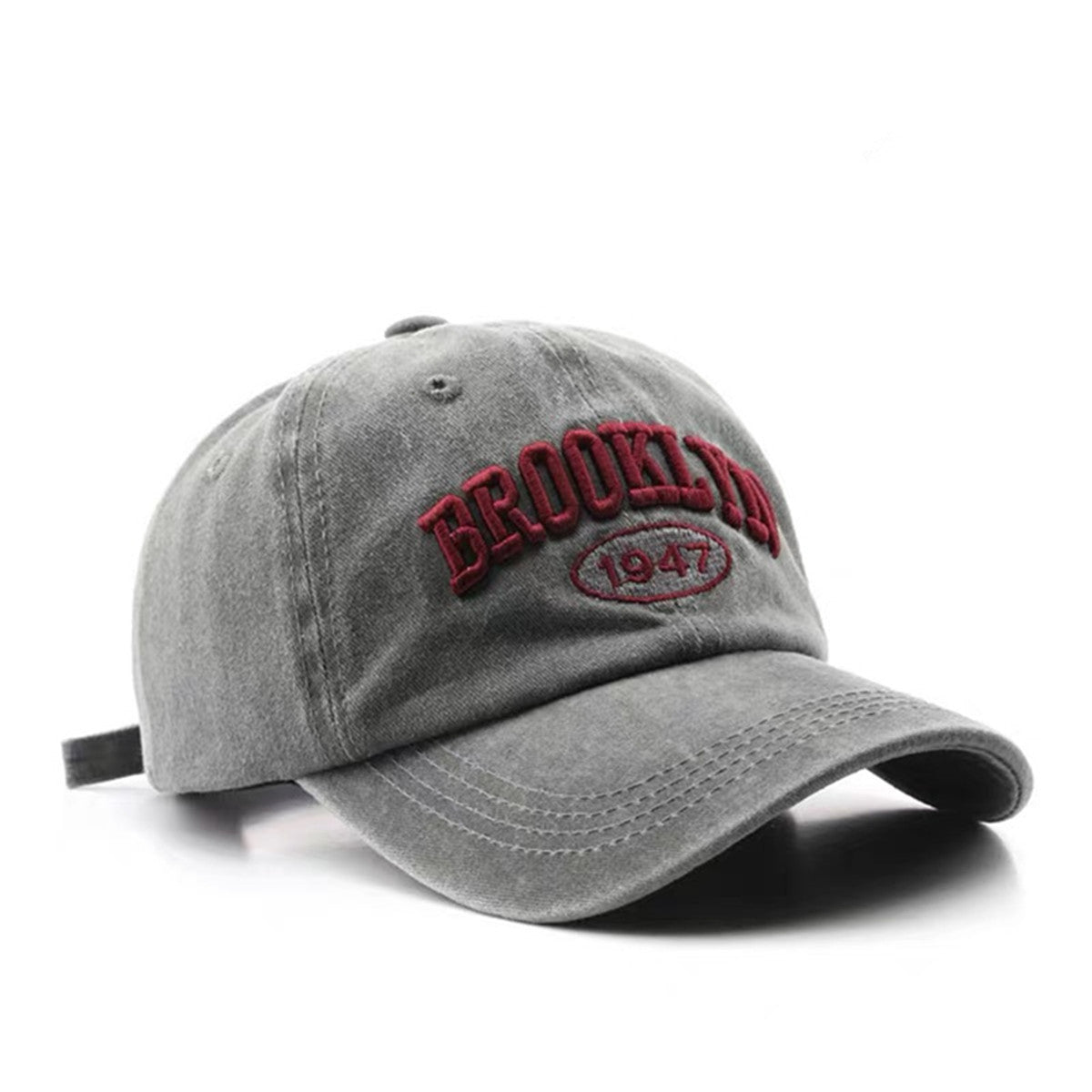 Washed Cotton Embroidered Letter Baseball Cap