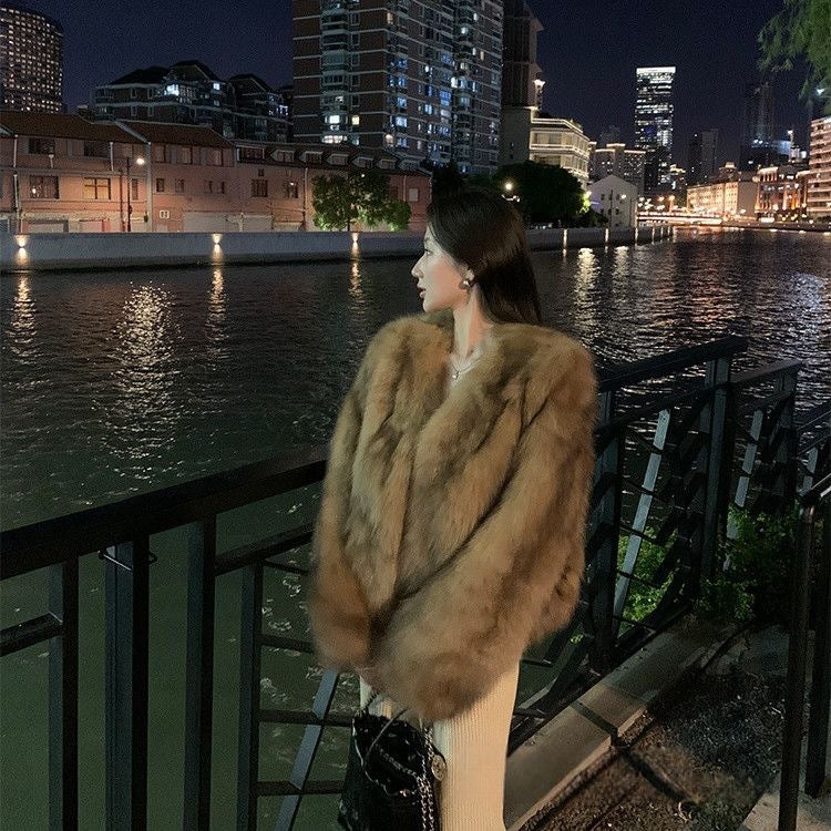 Kaia Cropped Faux Fur Coat