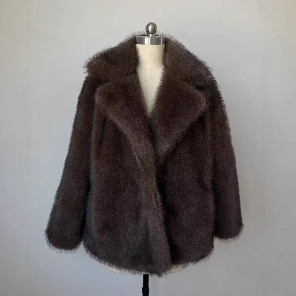 Valen Textured Fur Coat