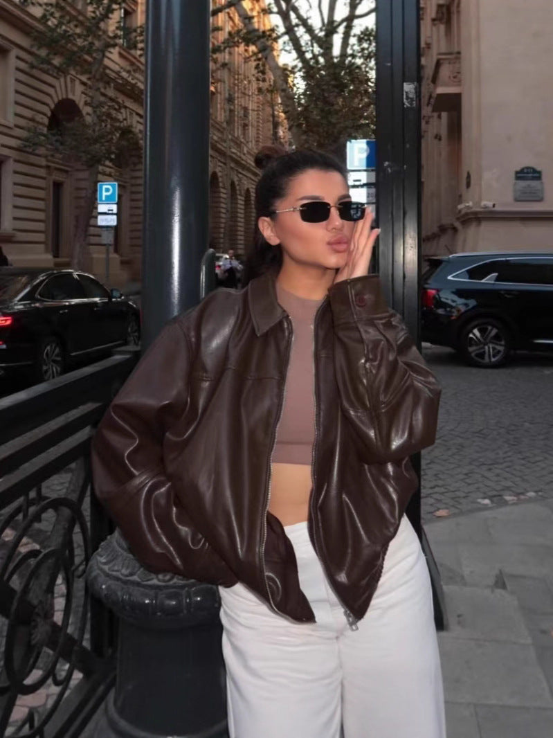 Evan Leather Bomber Jacket
