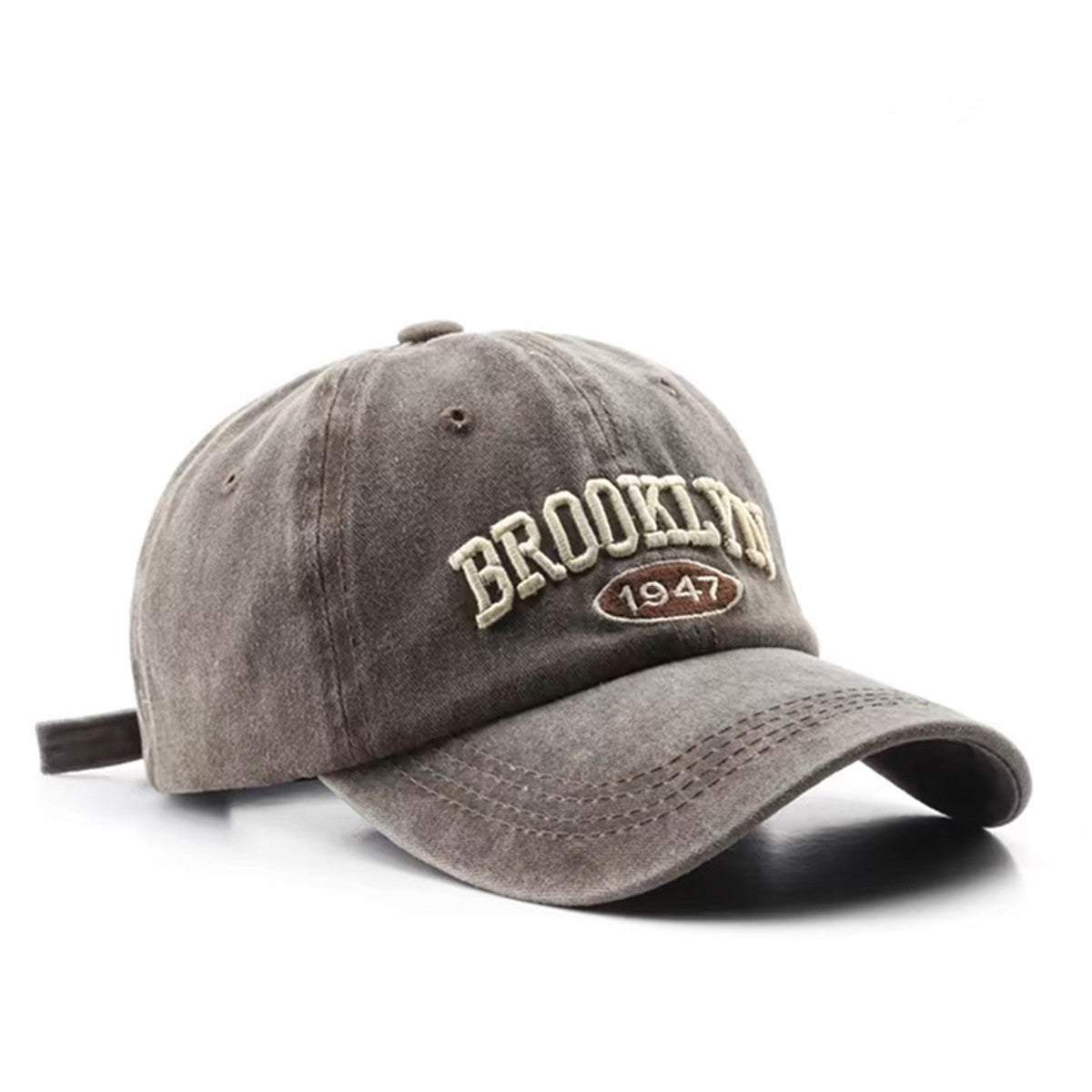 Washed Cotton Embroidered Letter Baseball Cap