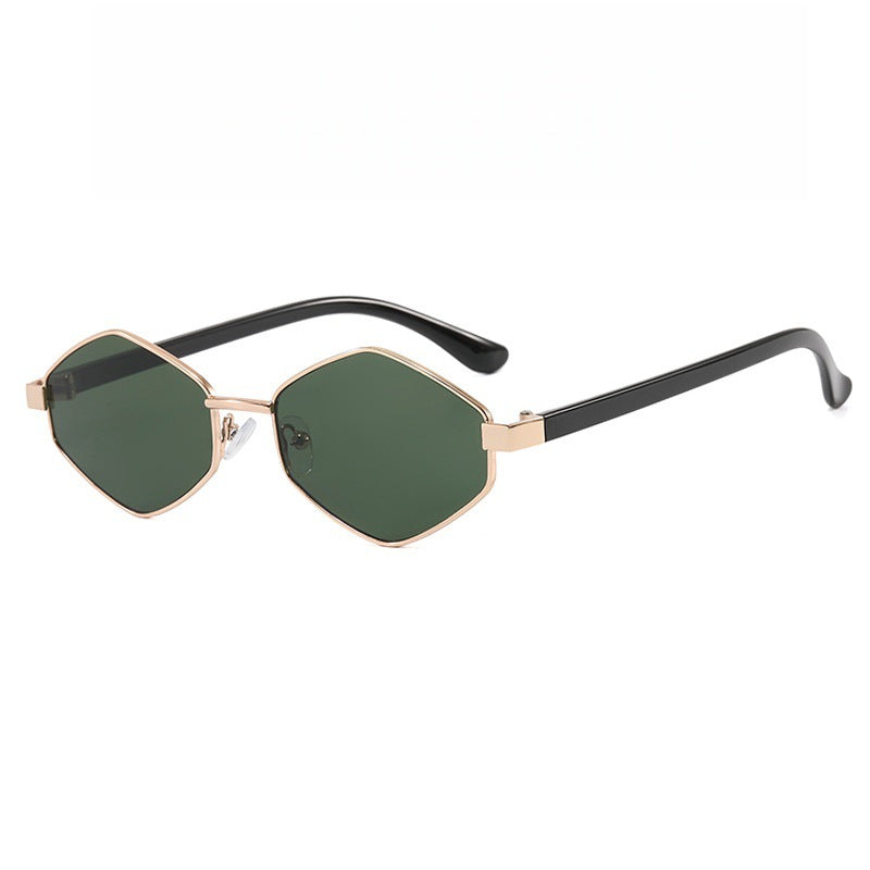 Diamond-Shaped UV Protection Metal Frame Sunglasses