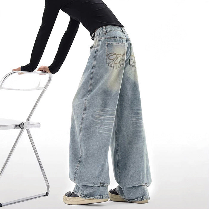 Elvian Embroidered Wide Denim