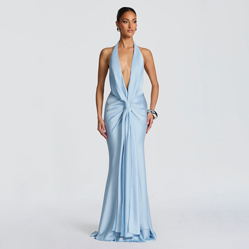 Zarelle Pleated Halter Dress