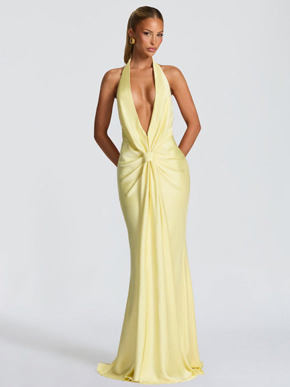 Zarelle Pleated Halter Dress