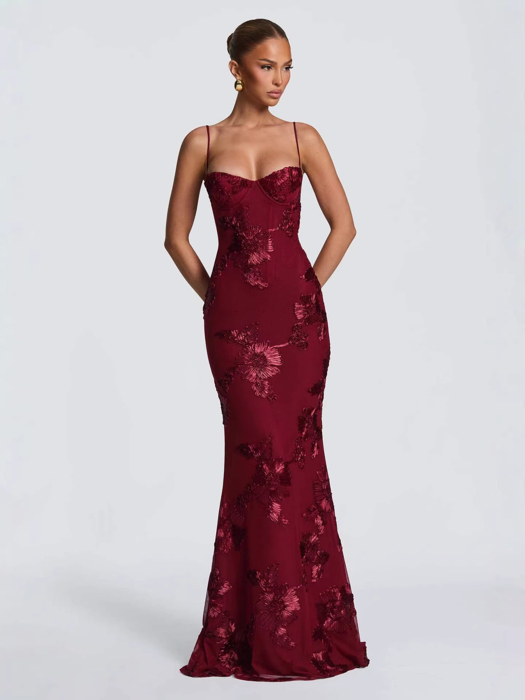 Tivora Embroidered Backless Gown