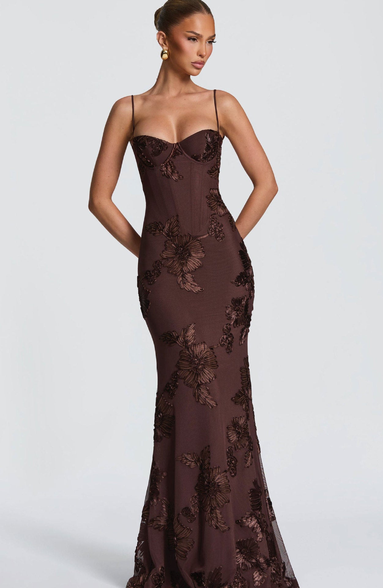 Tivora Embroidered Backless Gown