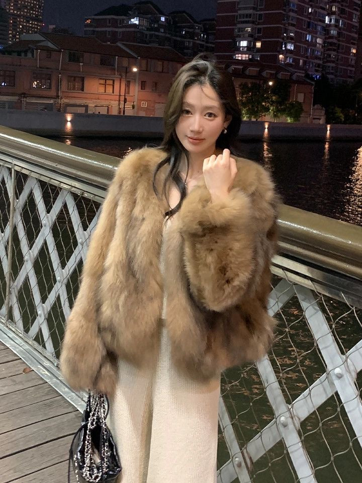 Kaia Cropped Faux Fur Coat