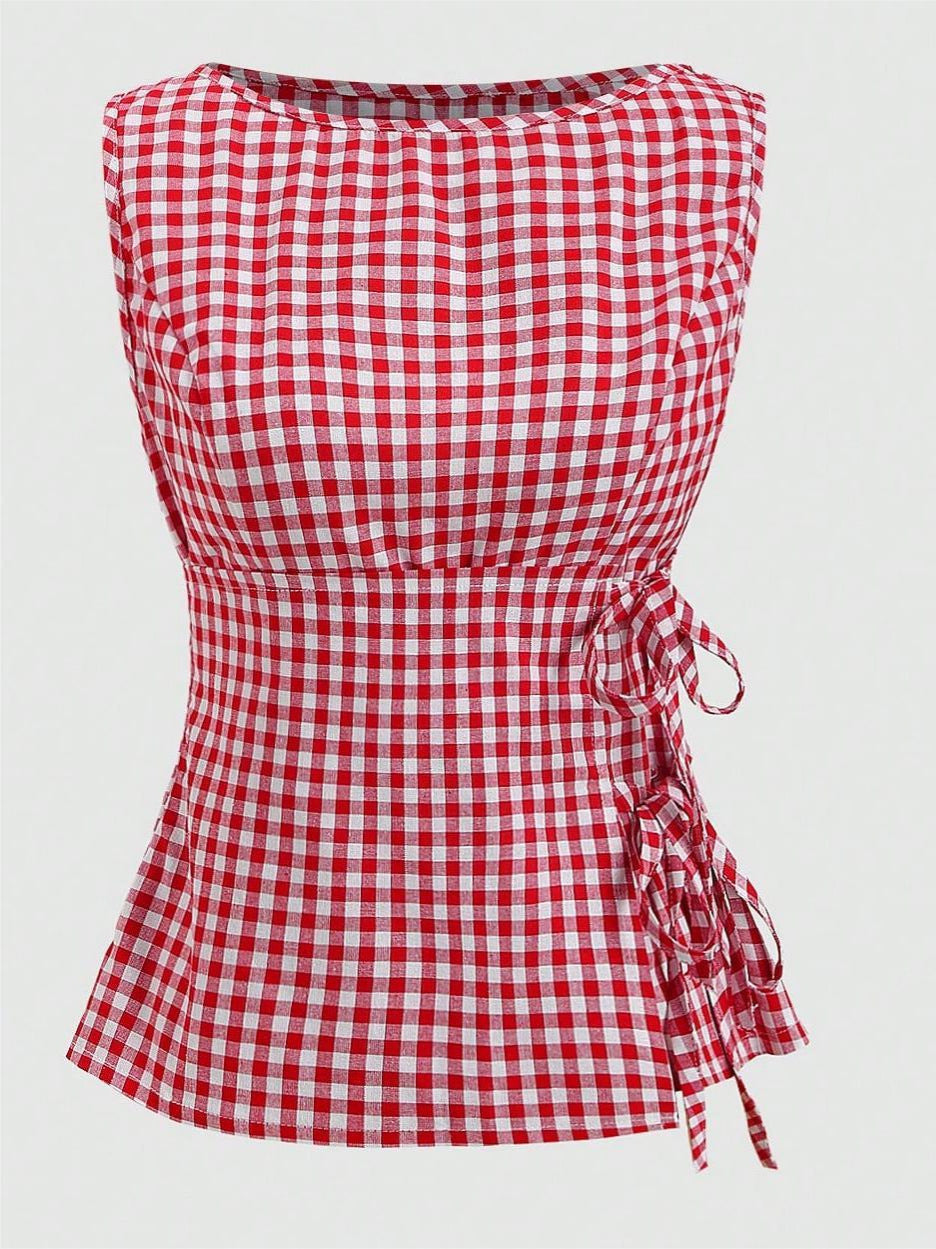 Clara Check Sleeveless Top