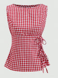 Clara Check Sleeveless Top