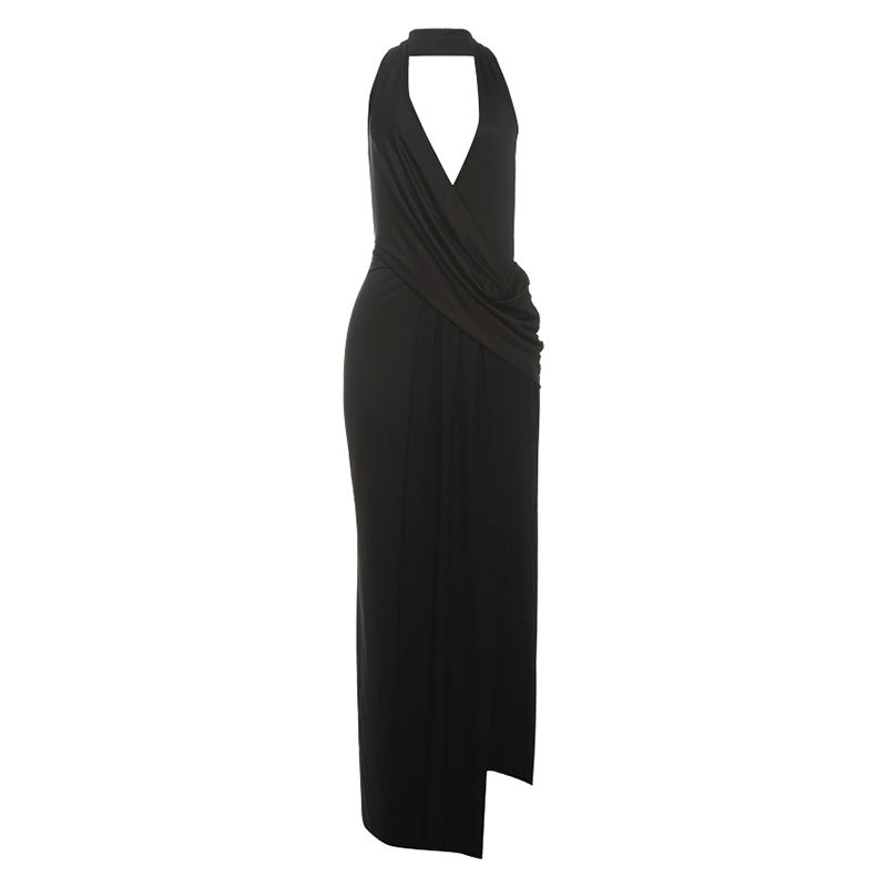 Zelira Deep V Halter Gown