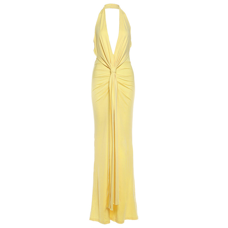 Zarelle Pleated Halter Dress