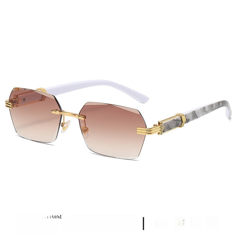 Gradient Color Rimless Square Sunglasses