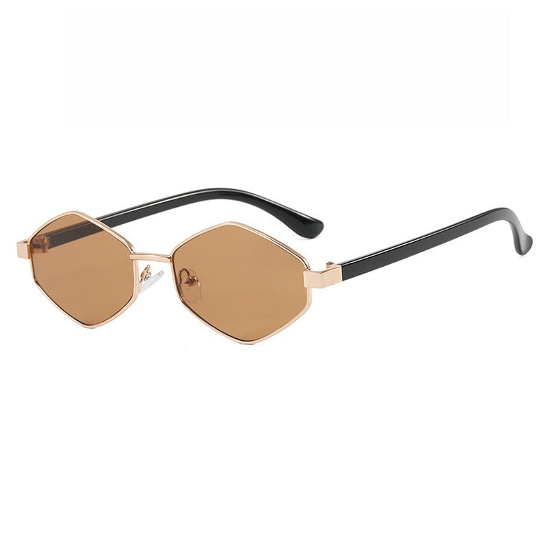 Diamond-Shaped UV Protection Metal Frame Sunglasses
