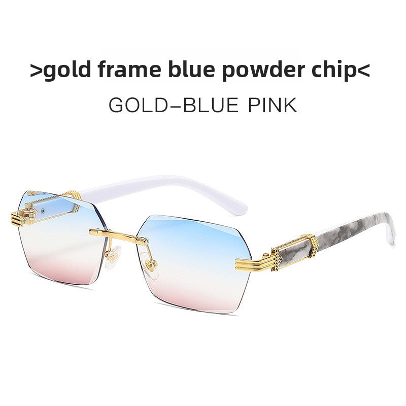 Gradient Color Rimless Square Sunglasses