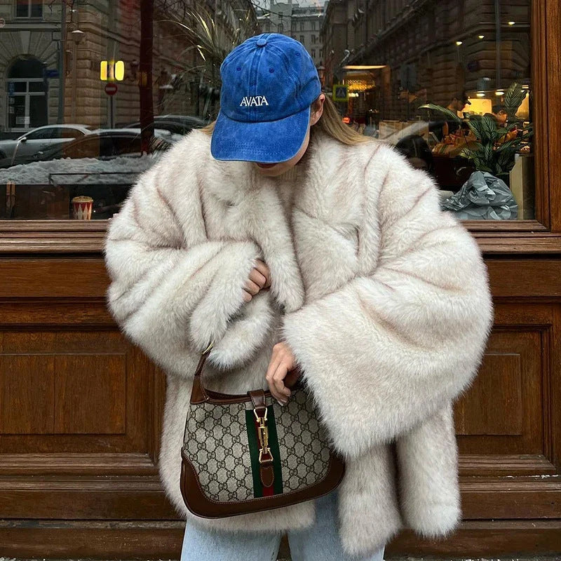 Valen Textured Fur Coat