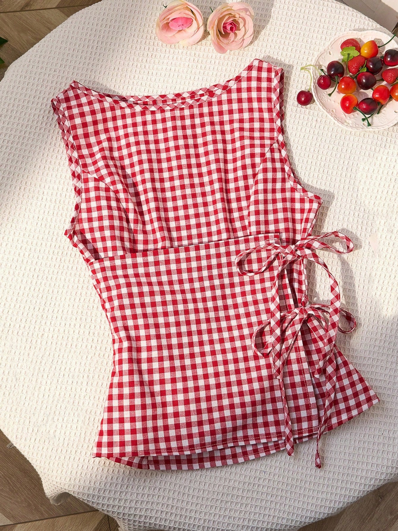 Clara Check Sleeveless Top