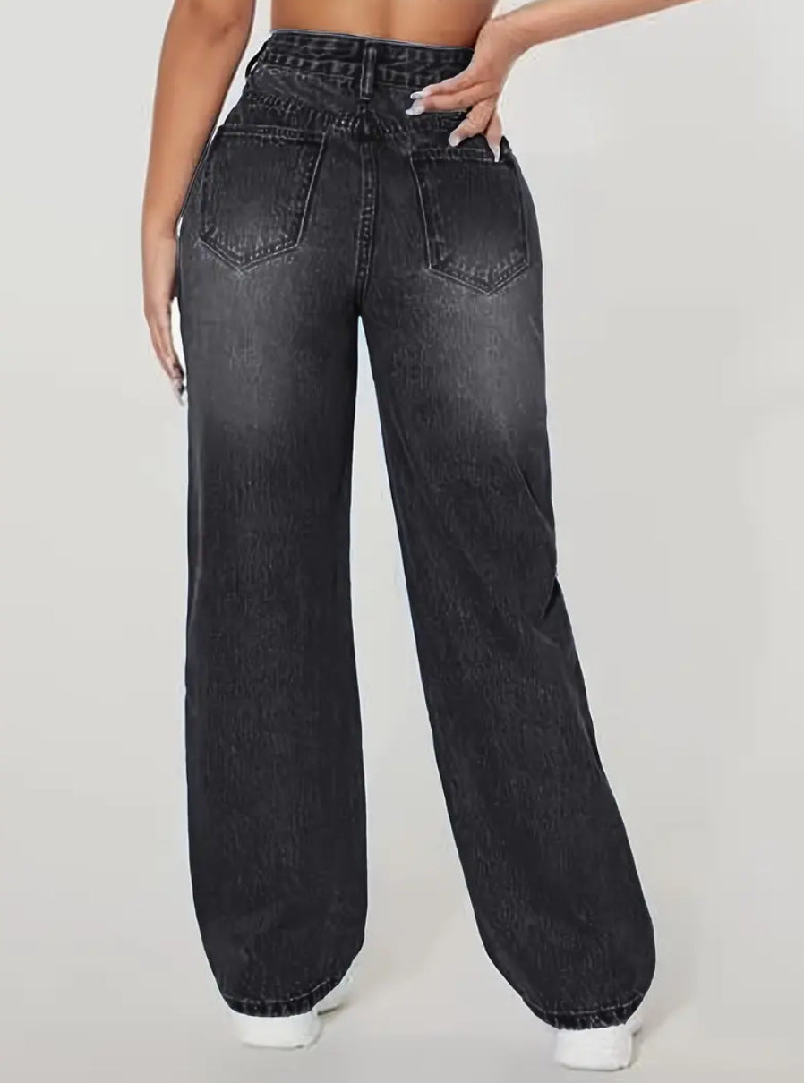 Kaelis Sand Wash Straight Denim