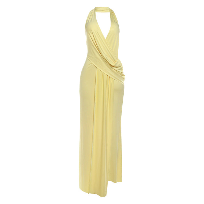 Zelira Deep V Halter Gown