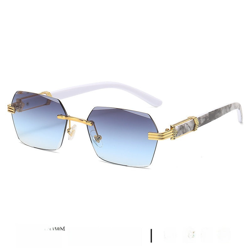 Gradient Color Rimless Square Sunglasses