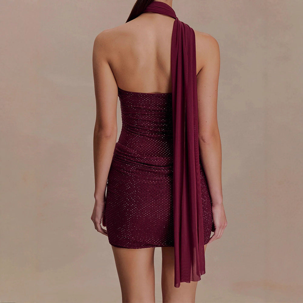 Rovienne Rhinestone Mini Dress