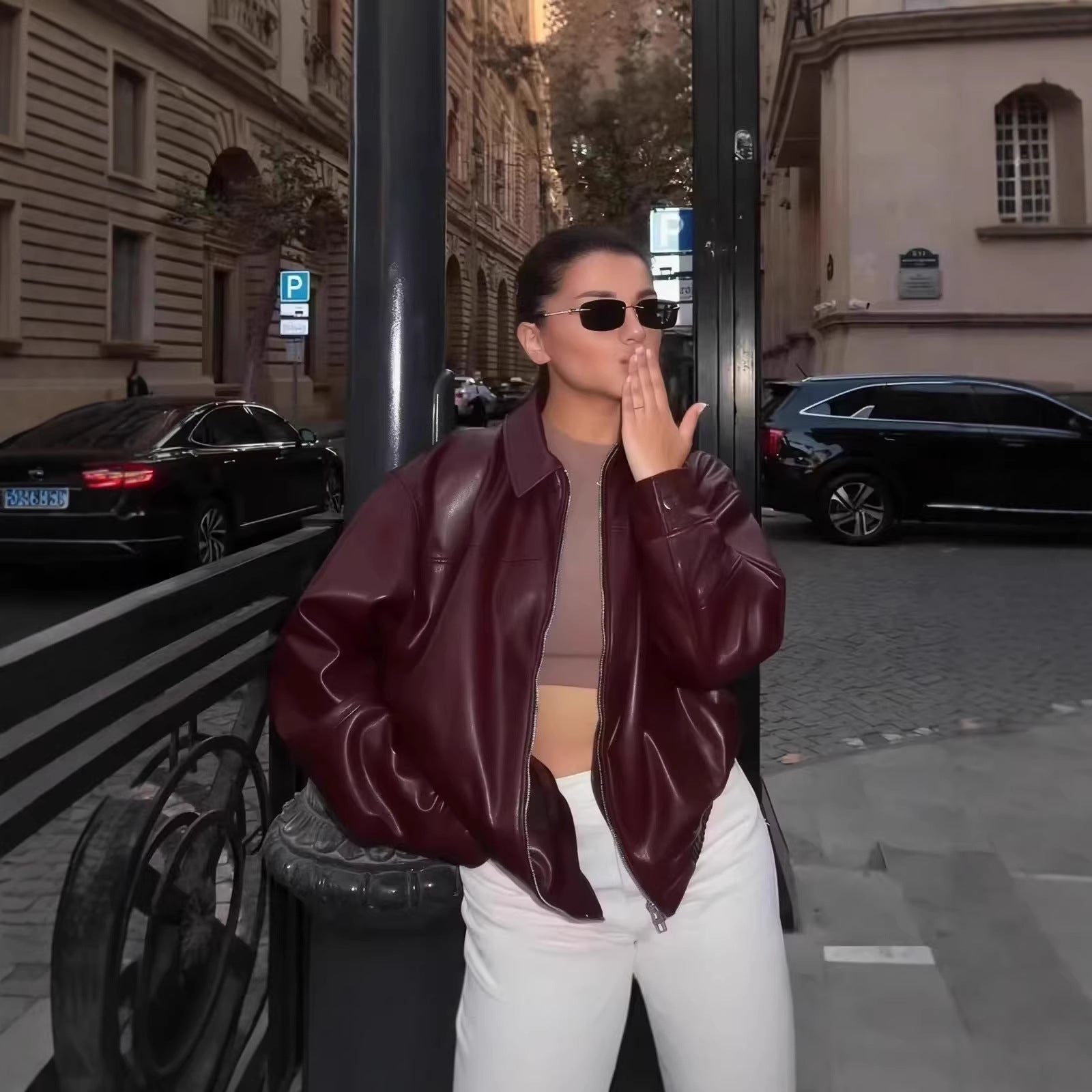 Evan Leather Bomber Jacket