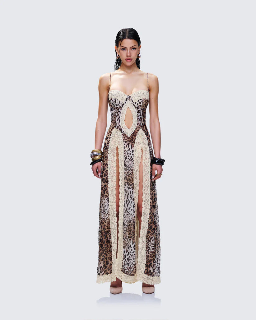 Savara Leopard Lace Dress