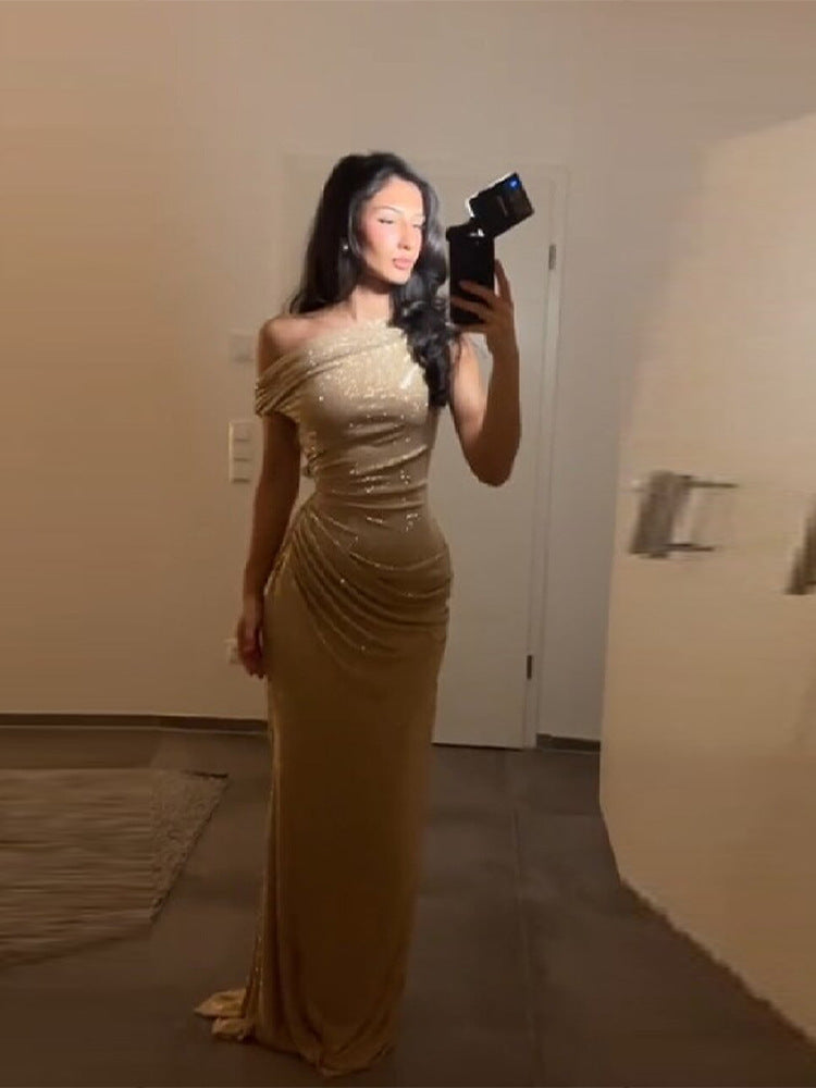 Orlisse Rhinestone Evening Gown