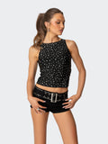 Noelle Rhinestone Dot Top