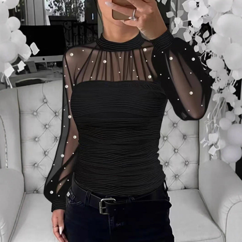 Celeste Pearl Mesh Blouse
