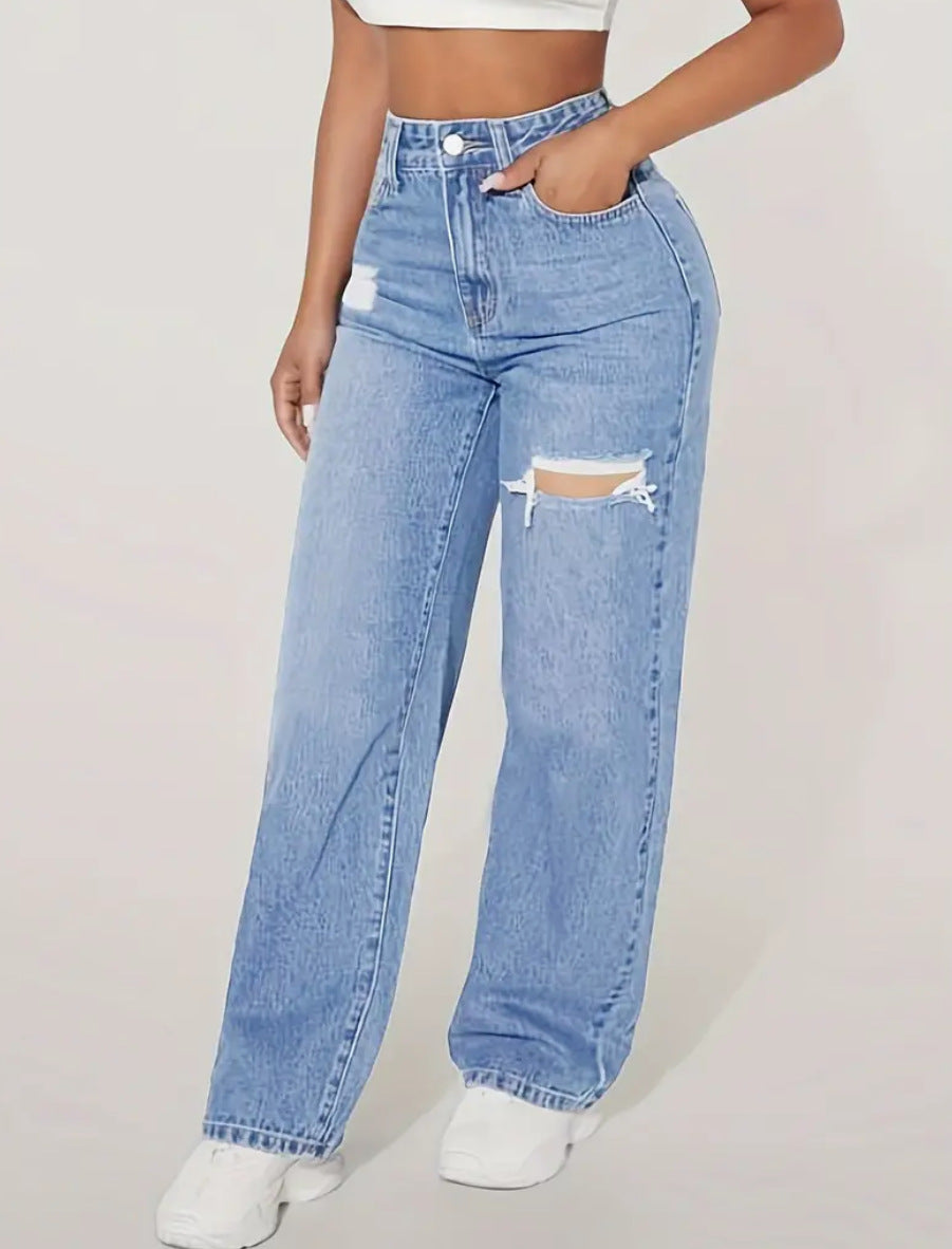 Kaelis Sand Wash Straight Denim