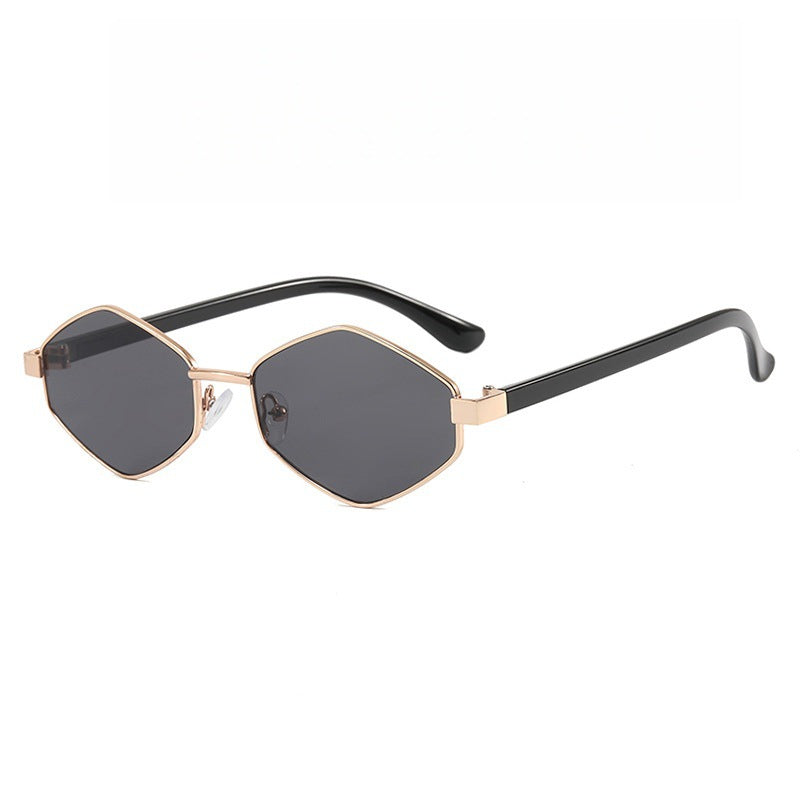 Diamond-Shaped UV Protection Metal Frame Sunglasses