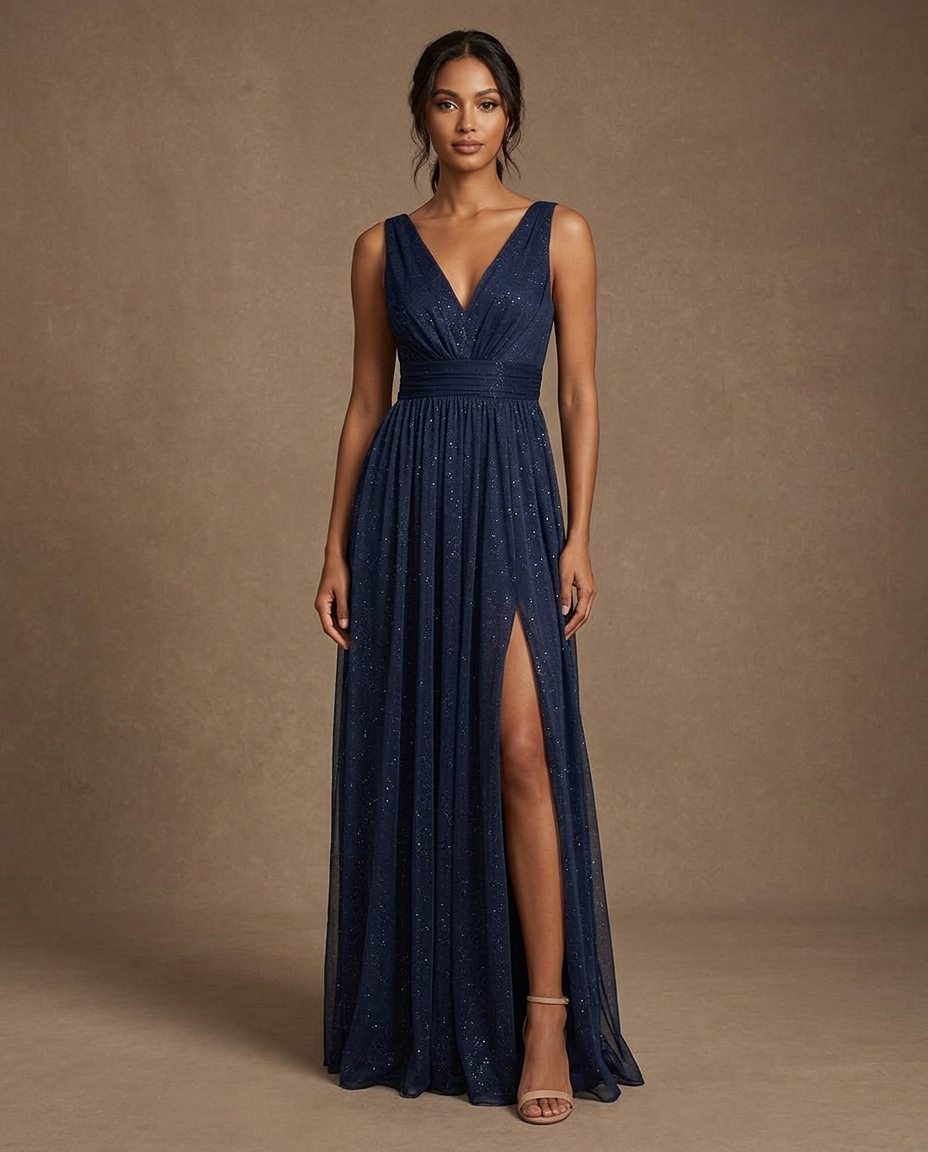 Aurelia V Neck Maxi Dress — Front