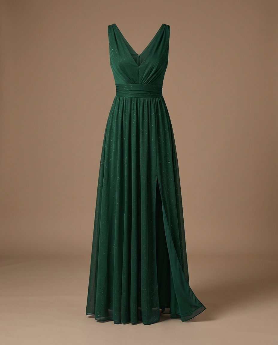 Aurelia V Neck Maxi Dress Dark Green — Dress Only
