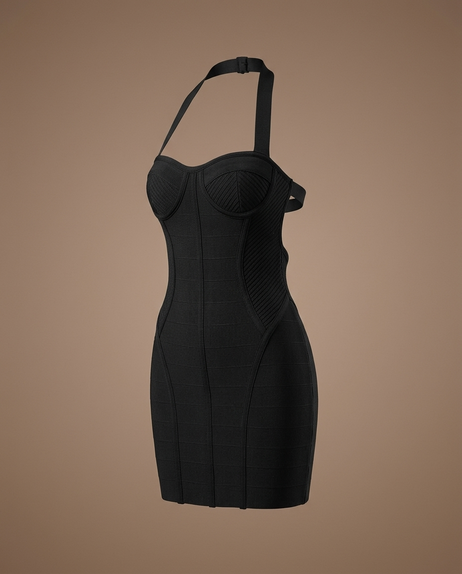 Solenne Halter Knit Dress Black — Dress Only